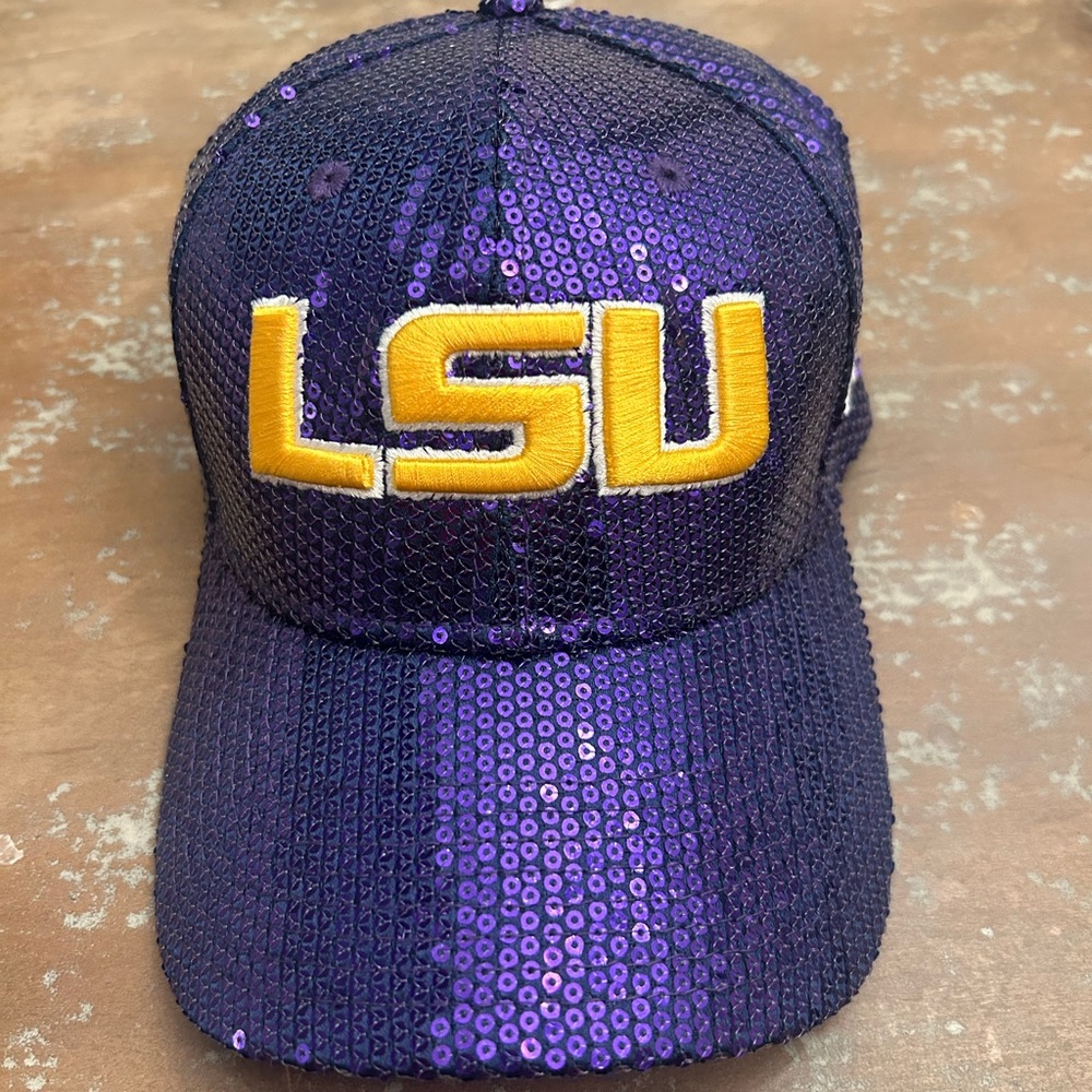 NWT LSU women sequin baseball cap hat purple gold